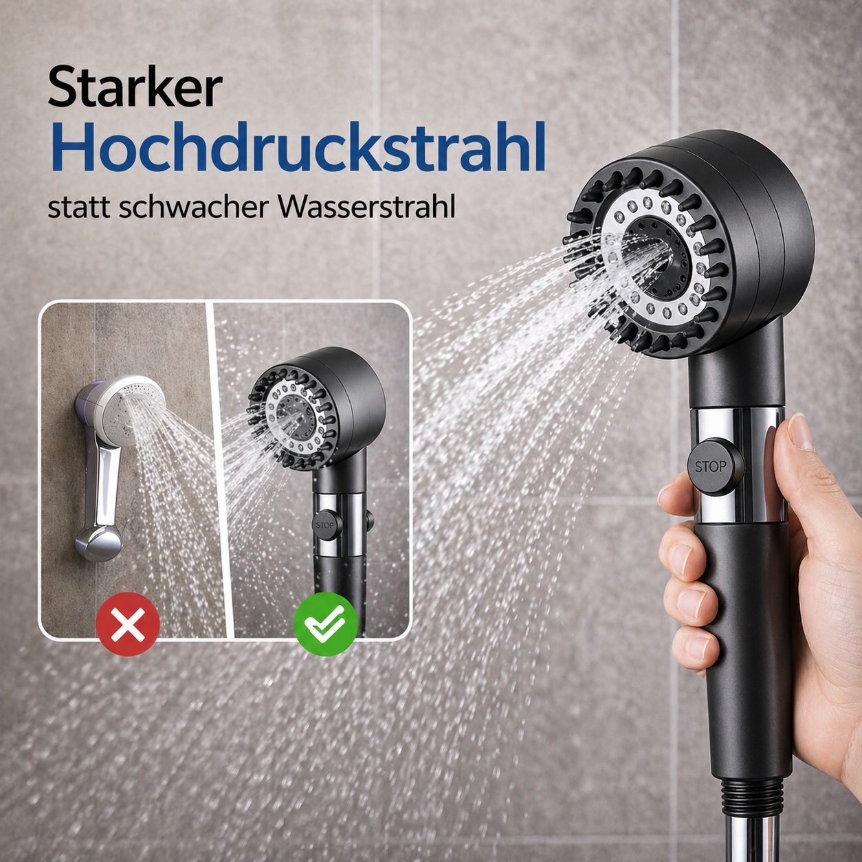 AquaStream Pro™ Hochdruck Duschkopf
