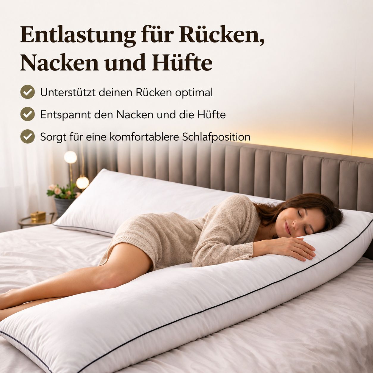 Seitenschläferkissen 👉 „Entlastet Nacken, Schultern & Rücken – jede Nacht“