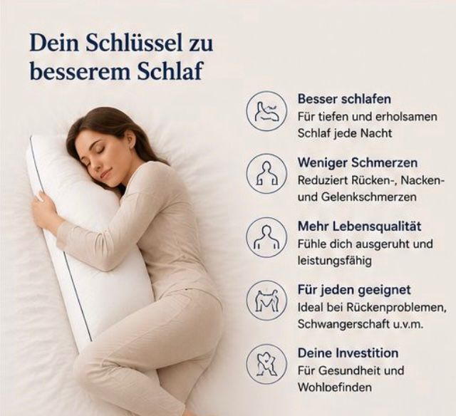 Seitenschläferkissen 👉 „Entlastet Nacken, Schultern & Rücken – jede Nacht“